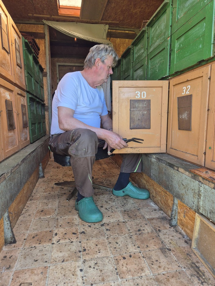 Henry Knape bei der Arbeit an seinen Bienenvölkern